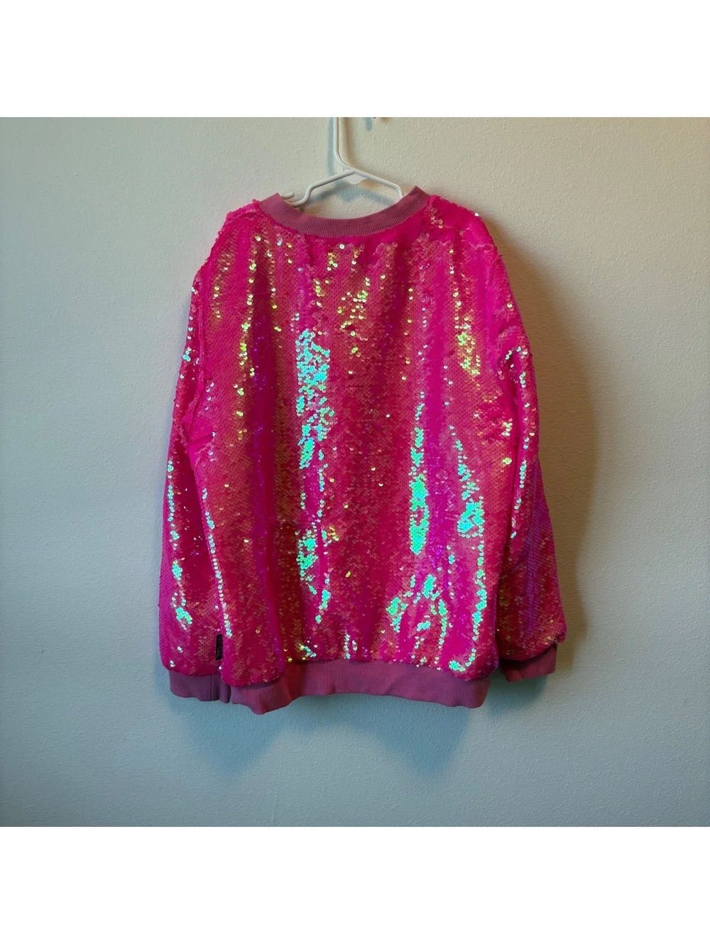 2019 JoJo Siwa Nickelodeon JoJo’s Closet Hot Pink Sequin Bomber Jacket XL 14/16